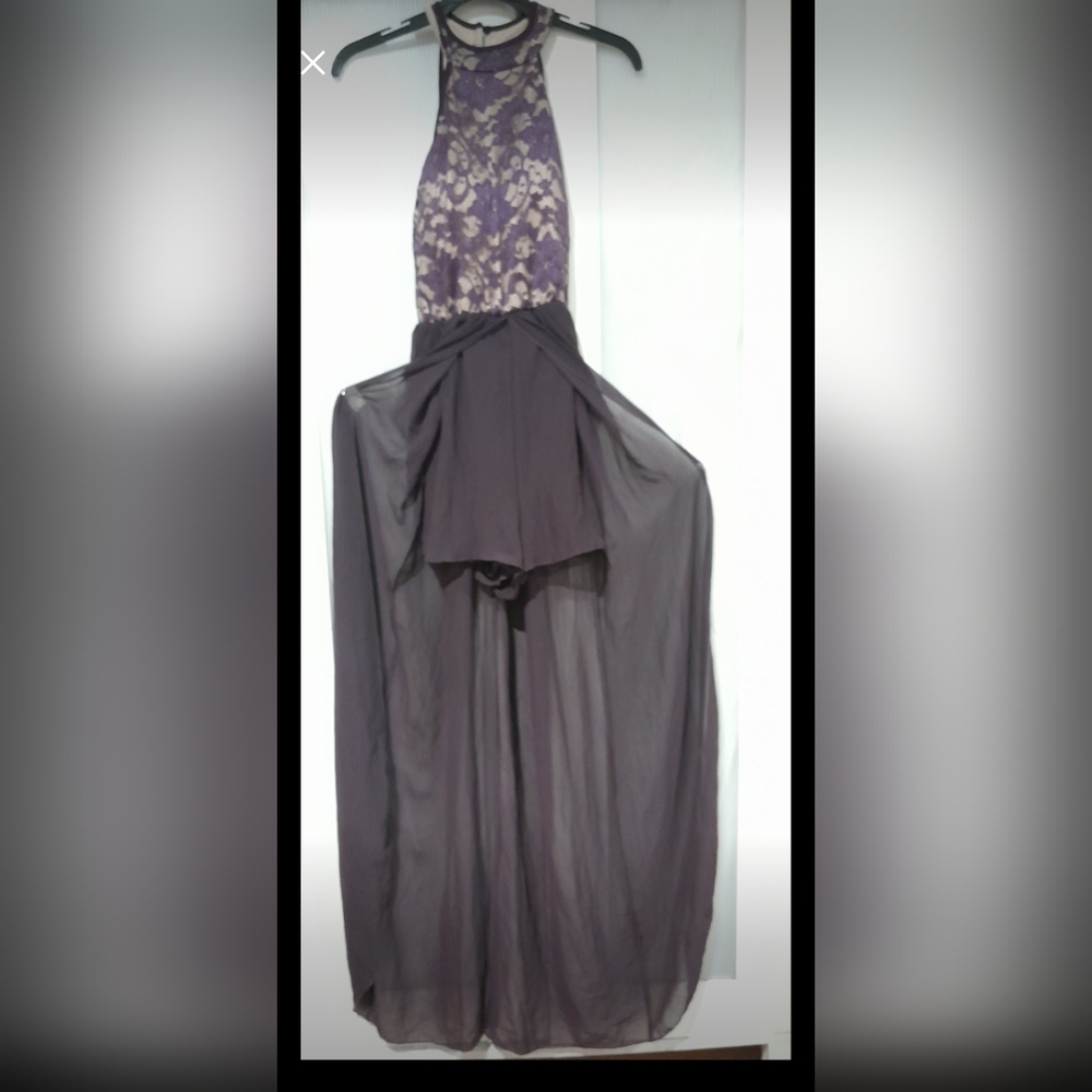 NEW Emerald Sundae - Dark Purple Lace Romper Dress, Juniors, Size Small